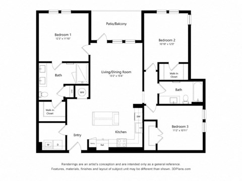 a floor plan of a residence with an open floor plan
